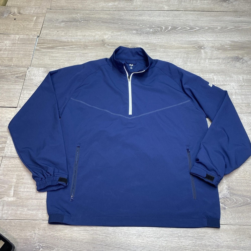 FootJoy Jacket Mens Large Blue 1/4 Zip Pullover Golf Windbreaker Lightweight